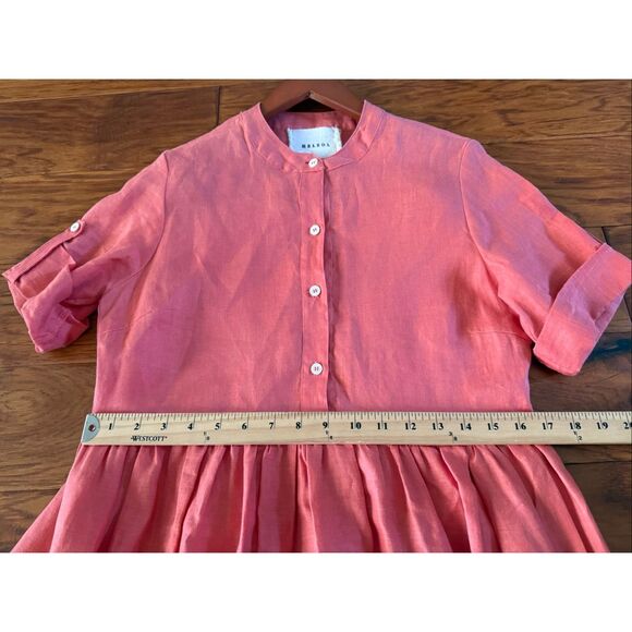 Boho Linen Maxi Dress by HELSOL, Coral, Handmade in Mexico - Picture 12 of 14